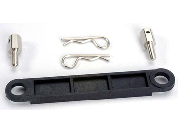 Traxxas Battery hold-down plate (black)/ metal posts (2)/body clips (2) / TRA3727