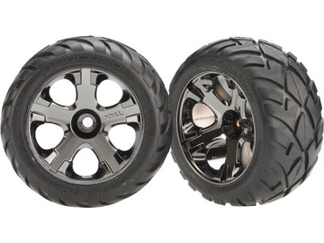 Traxxas Tires & wheels 2.8", All-Star black chrome wheels, Anaconda tires (pair) (nitro front) Traxxas Tires & wheels 2.8", All-Star black chrome wheels, Anaconda tires (pair) (nitro front) / TRA3777A