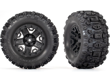 Traxxas Tires & wheels 2.8", black wheels, Sledgehammer tires (rear) (2) / TRA3778