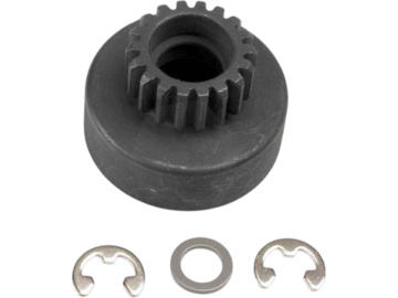Traxxas Clutch bell, 18T/ 5x8x0.5mm fiber washer (2)/ 5mm E-clip / TRA4118