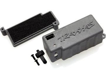 Traxxas Box, battery (grey)/ adhesive foam chassis pad/ charge jack plug (rubber) / TRA4925X