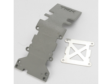 Traxxas Skidplate, rear plastic (grey)/ stainless steel plate / TRA4938A