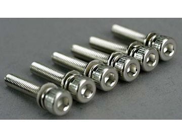 Traxxas Screws, 3x15mm cap-head machine (hex drive) (with split and flat washers) (6) Traxxas Screws, 3x15mm cap-head machine (hex drive) (with split and flat washers) (6) / TRA5142