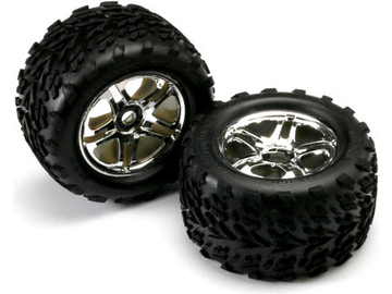 Traxxas Tires & wheels 3.8", split spoke H17 chrome wheels, Talon tires (pair) / TRA5174R