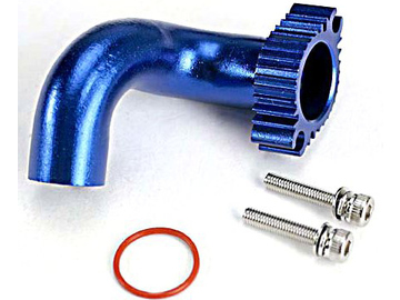 Traxxas Header, blue-anodized aluminum (for rear exhaust engines only) (TRX 2.5, 2.5R, 3.3) / TRA5287