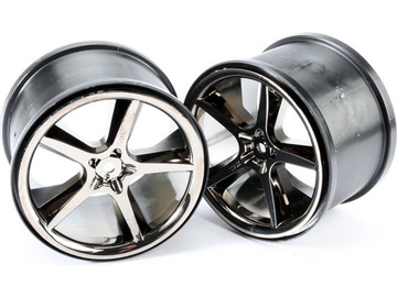 Traxxas Wheels 3.8", Gemini, black chrome, 14mm hex hub (2) Traxxas Wheels 3.8", Gemini, black chrome, 14mm hex hub (2) / TRA5372A