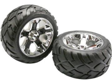 Traxxas Tires & wheels 2.8", All-Star chrome wheels, Anaconda tires (2) / TRA5576R
