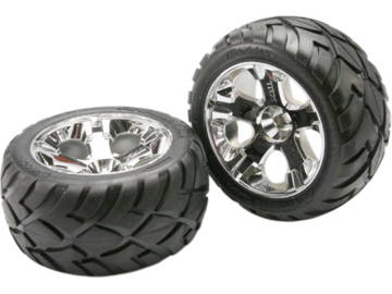 Traxxas Tires & wheels 2.8", All-Star chrome wheels, Anaconda tires (2) (nitro front) Traxxas Tires & wheels 2.8", All-Star chrome wheels, Anaconda tires (2) (nitro front) / TRA5577R