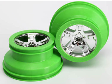 Traxxas Wheels 2.2/3.0", SCT chrome-green (2) (2WD front) / TRA5866
