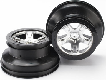 Traxxas Wheels 2.2/3.0", SCT satin chrome-black (2) (4WD f/r, 2WD rear) / TRA5872X
