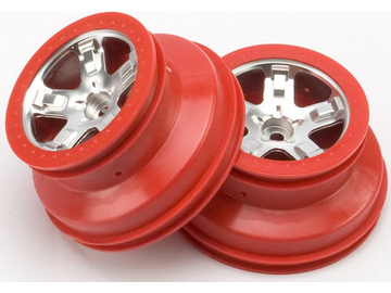 Traxxas Wheels 2.2/3.0", SCT satin chrome-red (2) (2WD front) / TRA5874A