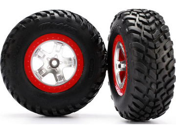Traxxas kolo 2.2/3.0", disk SCT saténový-červený, pneu SCT S1 (2) (2WD přední) / TRA5875R