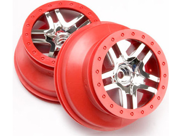 Traxxas disk 2.2/3.0" SCT Split-Spoke stříbrný/červený (2) (2WD přední) Traxxas disk 2.2/3.0" SCT Split-Spoke stříbrný/červený (2) (2WD přední) / TRA5876A