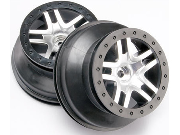 Traxxas Wheels 2.2/3.0", SCT Split-Spoke, satin chrome-black (2) (2WD front) / TRA5876