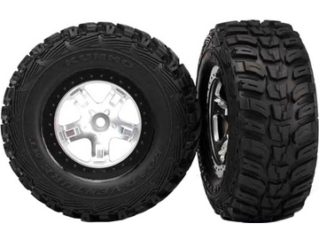 Traxxas Tires & wheels 2.2/3.0", SCT satin chrome wheel, Kumho tire (2) (4WD f/r, 2WD rear) / TRA5880X