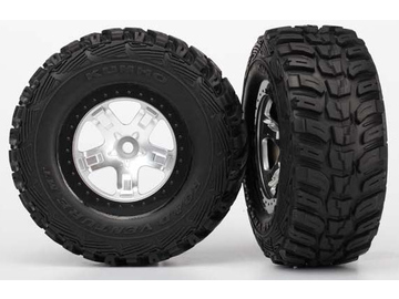 Traxxas Tires & wheels 2.2/3.0", SCT satin chrome-black wheel, Kumho tire (2) (4WD f/r, 2WD r) / TRA5880