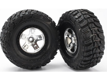 Traxxas Tires & wheels 2.2/3.0", SCT satin chrome-black wheel, Kumho tire (2) (2WD front) / TRA5881