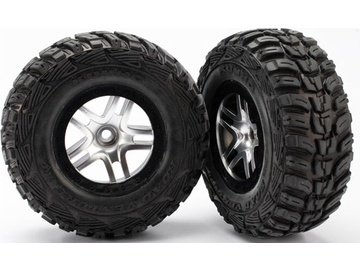 Traxxas Tires & wheels 2.2/3.0", SCT Split-Spoke satin chrome-black, Kumho S1 tire (2) (2WD front) / TRA5882R