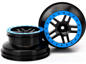 Traxxas Wheels 2.2/3.0", SCT Split-Spoke, black-blue (2) (4WD f/r, 2WD rear) / TRA5884A