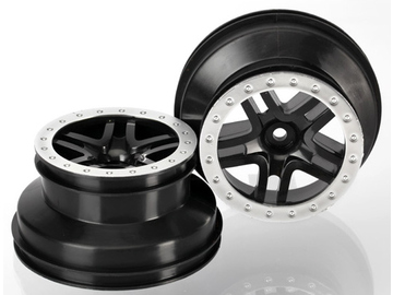Traxxas Wheels 2.2/3.0", SCT Split-Spoke, black-satin chrome (2) (2WD front) / TRA5886
