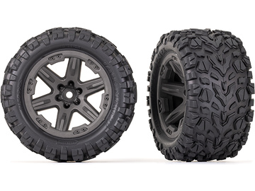 Traxxas Tires & wheels 2.8", RXT gray wheels, Talon EXT tires (2) / TRA6763
