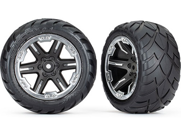 Traxxas Tires & wheels 2.8", RXT black & chrome wheels, Anaconda tires (2WD rear) (2) Traxxas Tires & wheels 2.8", RXT black & chrome wheels, Anaconda tires (2WD rear) (2) / TRA6768X