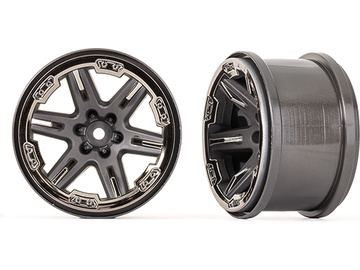 Traxxas Wheels 2.8" RXT charcoal gray/black chrome (2) / TRA6772-BLKCR