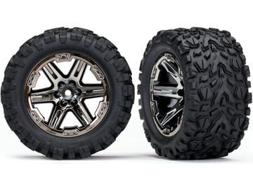 Traxxas Tires & wheels 2.8", RXT black chrome wheels, Talon Extreme tires (2) / TRA6773X