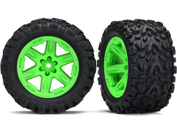 Traxxas Tires & wheels 2.8", RXT green wheels, Talon Extreme tires (electric rear) (2) / TRA6774G