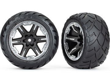 Traxxas Tires & wheels 2.8", RXT black & chrome wheels, Anaconda tires (4WD front/rear, 2WD front) ( / TRA6775X