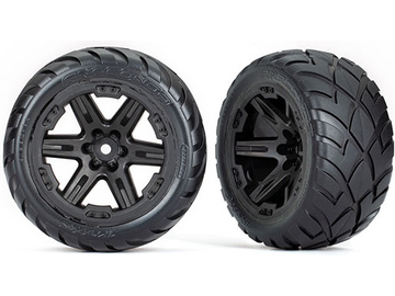 Traxxas Tires & wheels 2.8", RXT black wheels, Anaconda tires (4WD front/rear, 2WD front) (2) / TRA6775