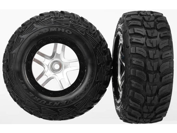 Traxxas Tires & wheels 2.2/3.0", SCT Split-Spoke satin chrome-black, Kumho S1 tire (2) / TRA6874R