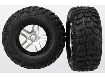 Traxxas Tires & wheels 2.2/3.0", SCT Split-Spoke satin chrome-black, Kumho tire (2) / TRA6874