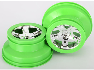 Traxxas Wheels 2.2/3.0", SCT, chrome, green beadlock style (2) / TRA6875