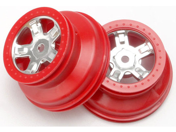Traxxas Wheels 1.4/1.8", SCT satin chrome-red (2) / TRA7072A