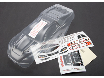 Traxxas Body, 1/16 E-Revo (clear, requires painting)/ grill and lights decal sheet / TRA7111