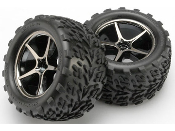 Traxxas Tires & wheels 2.2", Gemini black chrome wheels, Talon tires (2) / TRA7174A