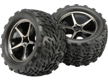 Traxxas Tires & wheels 2.2", Gemini black chrome wheels, Talon tires (2) Traxxas Tires & wheels 2.2", Gemini black chrome wheels, Talon tires (2) / TRA7174A