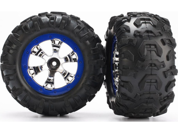 Traxxas Tires & wheels 2.2", Geode chrome-blue, Canyon AT tires (pair) / TRA7274