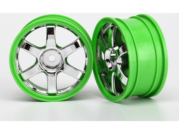 Traxxas Wheels 1.9", Volk Racing TE37 (chrome-green) (2) Traxxas Wheels 1.9", Volk Racing TE37 (chrome-green) (2) / TRA7374