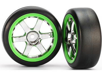 Traxxas kolo 1.9", disk Volk Racing chrom-zelený, pneu Gymkhana (2) / TRA7375