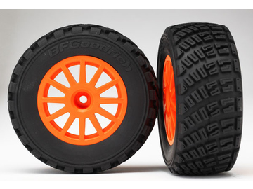 Traxxas Tires & wheels 2.2/3.0", Rally orange wheels, gravel tires (2) / TRA7473A