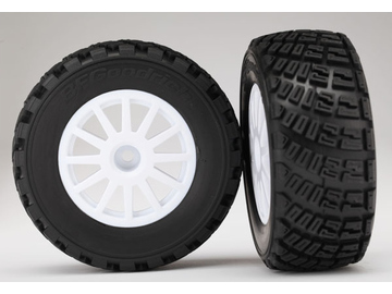 Traxxas Tires & wheels 2.2/3.0", Rally white wheels, gravel S1 tires (2) / TRA7473R