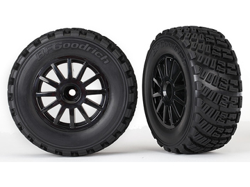 Traxxas Tires & wheels 2.2/3.0", Rally black wheels, gravel tires (2) / TRA7473T