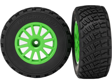 Traxxas Tires & wheels 2.2/3.0", Rally green wheels, gravel tires (2) / TRA7473X