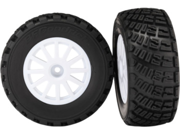 Traxxas Tires & wheels 2.2/3.0", Rally white wheels, gravel tires (2) Traxxas Tires & wheels 2.2/3.0", Rally white wheels, gravel tires (2) / TRA7473