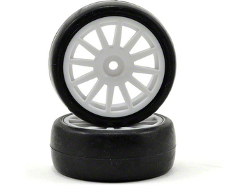 Traxxas Tires & wheels, 12-spoke white wheels, slick tires (2) / TRA7572