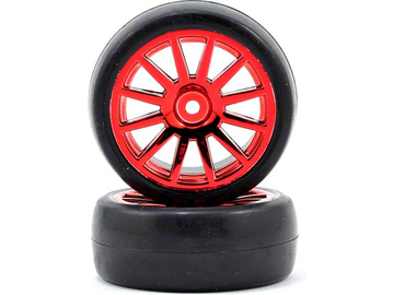 Traxxas kolo, disk 12-spoke červený, pneu slick (2) / TRA7573X