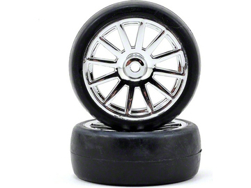 Traxxas kolo, disk 12-spoke stříbrný, pneu slick (2) Traxxas kolo, disk 12-spoke stříbrný, pneu slick (2) / TRA7573