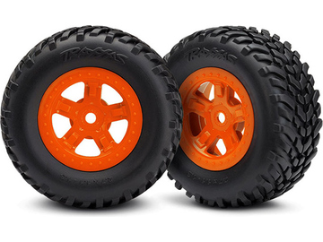 Traxxas Tires & wheels 1.8/1.4", SCT orange wheels, SCT tires (pair) / TRA7674A